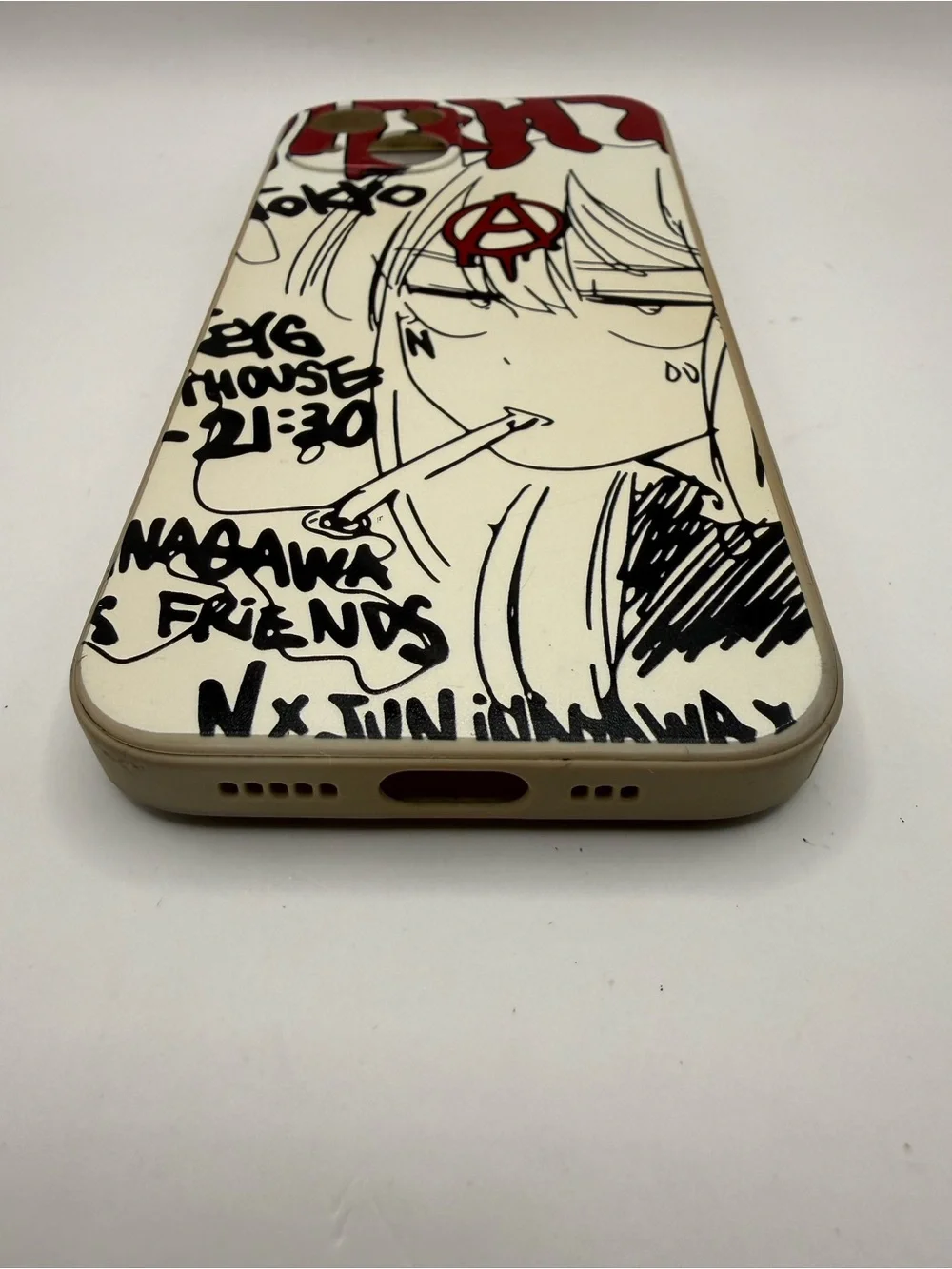 iPhone 13 Phone Case Anime Tokyo Nagawa & Friends White & Black Line Art